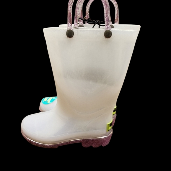 NWT Western ChiefToddlers Girls' Viola Light-up Glitter Rain Boots - Size 8 - Picture 4 of 7